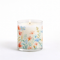 Pastel Wildflower Scented Candle in Glass Jar | Soft Aesthetic Home Décor Candle