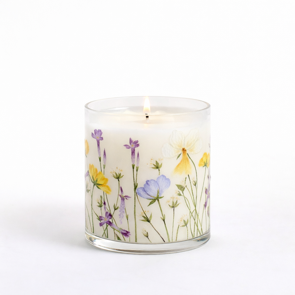 Wild Meadow Floral Scented Candle in Glass Jar | Elegant Home Décor & Relaxing Aroma