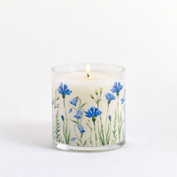 Blue Wildflower Scented Candle in Glass Jar | Calming Floral Aroma & Elegant Home Décor