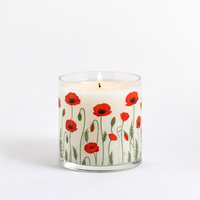 Red Poppy Floral Scented Candle in Glass Jar | Elegant Home Décor & Relaxing Aroma