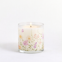 Pastel Floral Garden Scented Candle in Glass Jar | Soft Aroma & Elegant Home Décor