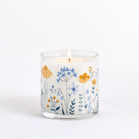 Blue & Yellow Floral Scented Candle in Glass Jar | Elegant Home Décor & Relaxing Aroma