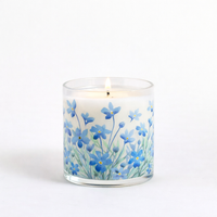 Blue Blossom Floral Scented Candle in Glass Jar | Aesthetic Home Décor & Relaxing Aroma