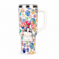 Candy Pop Kitty Stainless Steel Tumbler with Handle & Straw