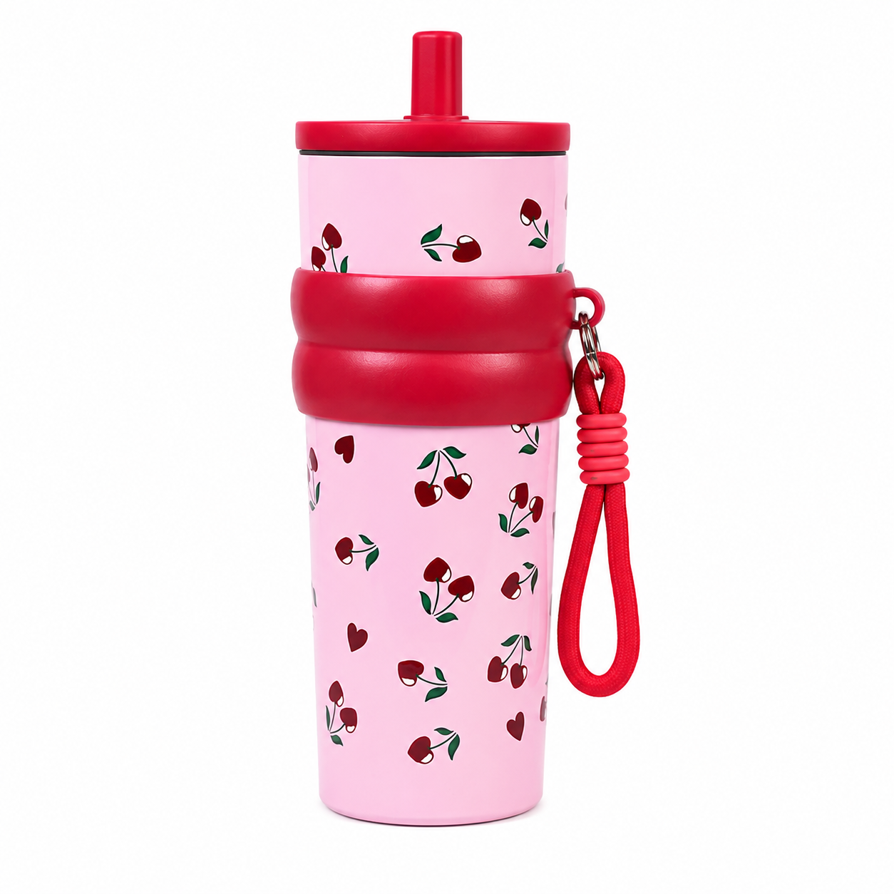 Cherry Blossom Stainless Steel Insulated Tumbler with Straw & Carry Loop