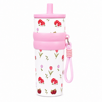 Floral & Mushroom Stainless Steel Insulated Tumbler with Straw & Carry Loop