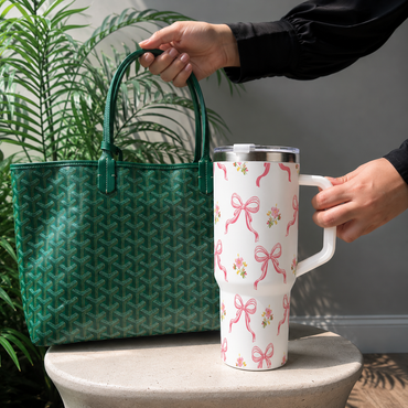 Pink Ribbon Bloom Travel  Stainless Steel Tumbler