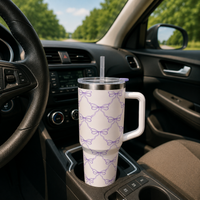 Lavender Bow in BLUE COLOR Stainless Steel Tumbler