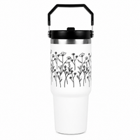 Customized FleurFlow Flipstraw Tumbler with Straw & Lid