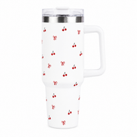 Cherry Daze Insulated Travel Tumbler with Handle & Lid with straw