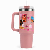 Personalized Tumbler with Straw & Handle – Custom Photo