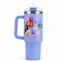 Personalized Tumbler with Straw & Handle – Custom Photo