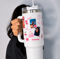 Personalized Tumbler with Straw & Handle – Custom Photo