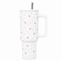 Blooming Garden Floral Tumbler with Straw & Handle