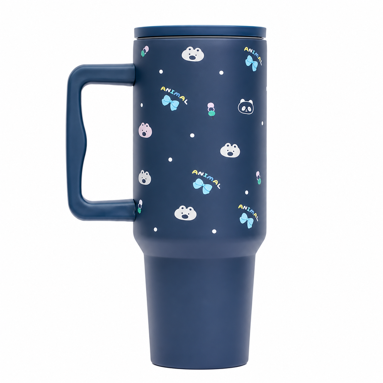 Cute Animal Print Stainless Steel Travel Tumbler with Handle