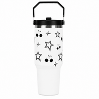 Star & Cherry Stainless Steel Tumbler with Handle | 1L Insulated Travel Mug
