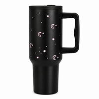 Moon & Stars Stainless Steel Tumbler with Handle | 40oz Insulated Travel Mug
