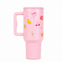 Blush Pop Aesthetic Tumbler with Handle, Straw & Spill-Proof Lid