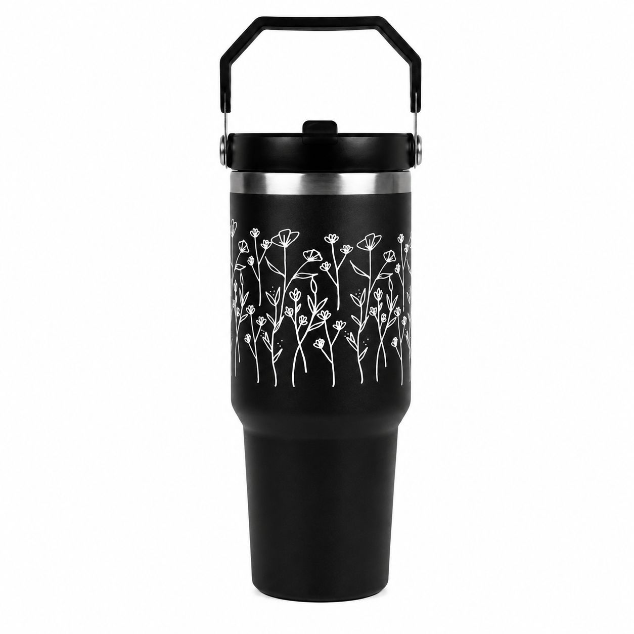 Customized FleurFlow Flipstraw Tumbler with Straw & Lid