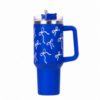 Black Butterfly Print Tumbler with Straw & Handle – Insulated Travel Tumbler (Copy)