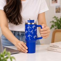 Black Butterfly Print Tumbler with Straw & Handle – Insulated Travel Tumbler (Copy)