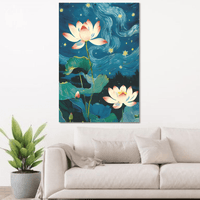 Lotus Night Serenity Canvas Wall Art Painting - Memories InsiteLOTUS NIGHT SENERITY CANVAS - STRECHED