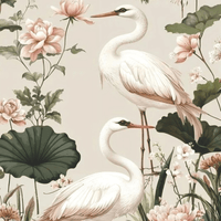 Elegant Heron Garden Canvas Wall Art — Floral Serenity Painting - Memories InsiteELEGNT HERON CANVAS - STRECHED
