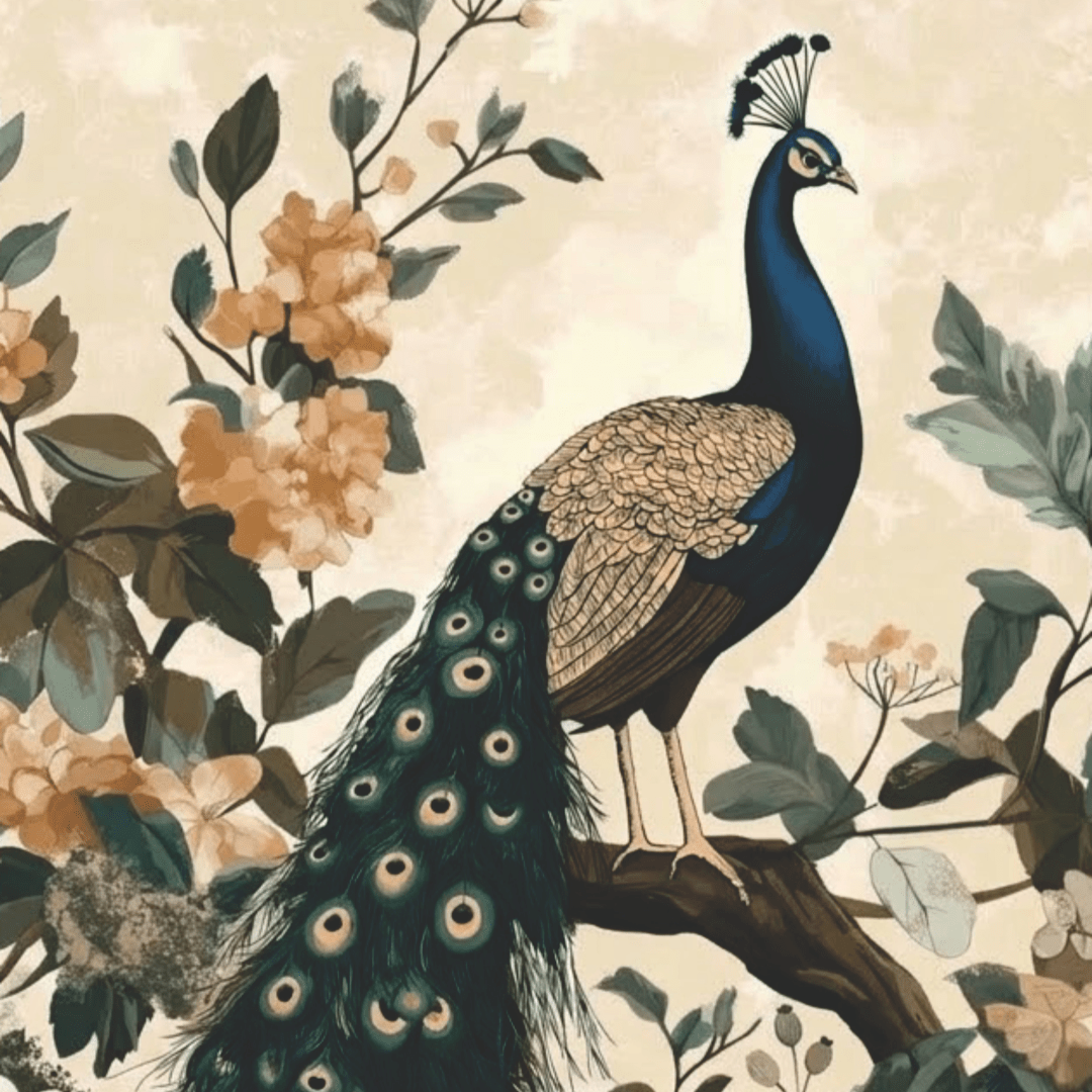 Royal Peacock Botanical Canvas Wall Art — Elegant Nature Painting - Memories InsiteELEGNT HERON CANVAS - STRECHED