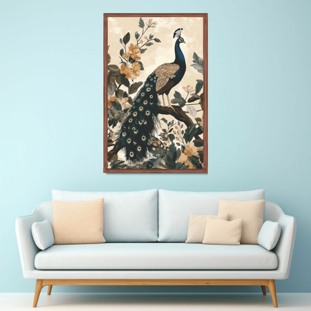 Royal Peacock Canvas Wall Art Available Sizes