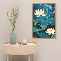 Lotus Night Serenity Canvas Wall Art Painting - Memories InsiteLOTUS NIGHT SENERITY CANVAS - STRECHED