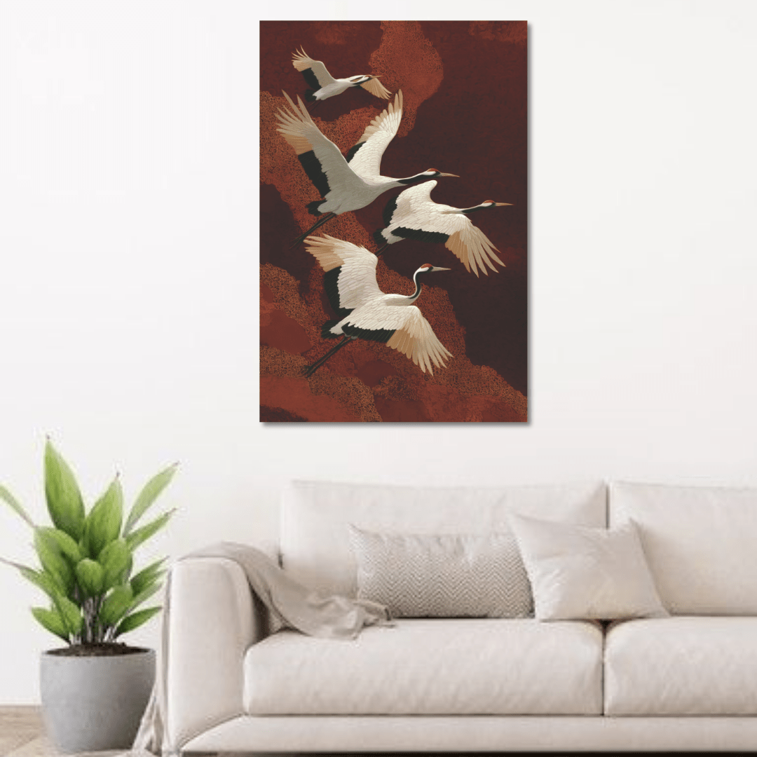 Luxury bird wall art canvas print for contemporary interiors