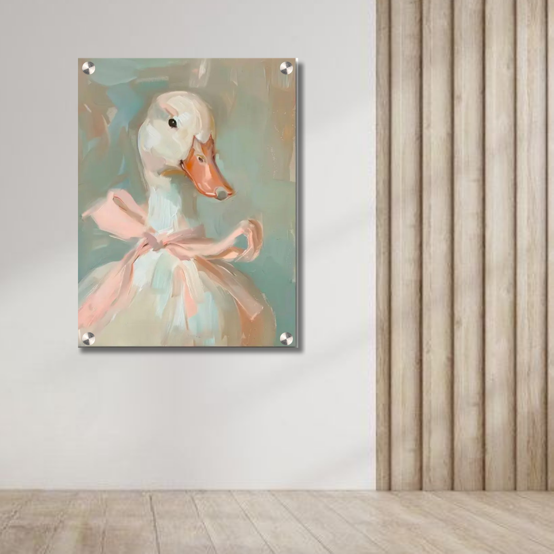 Elegant Swan Acrylic Wall Decor — Pastel Glossy HD Wall Art Frame