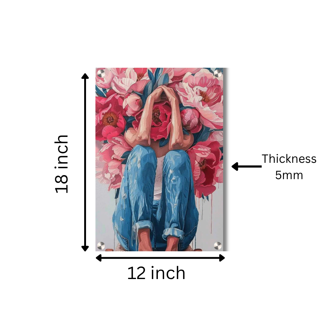 Floral Abstract Woman Acrylic Wall Decor — Premium Glossy HD Art Frame