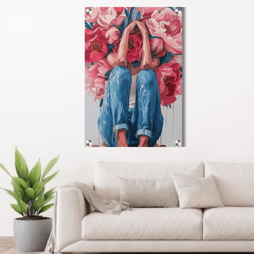 Floral Abstract Woman Acrylic Wall Decor — Premium Glossy HD Art Frame - Memories InsiteFLORAL WOMAN ACRYLIC WALL FRAME