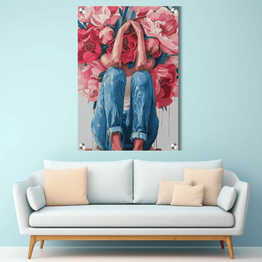 Floral Abstract Woman Acrylic Wall Decor — Premium Glossy HD Art Frame - Memories InsiteFLORAL WOMAN ACRYLIC WALL FRAME
