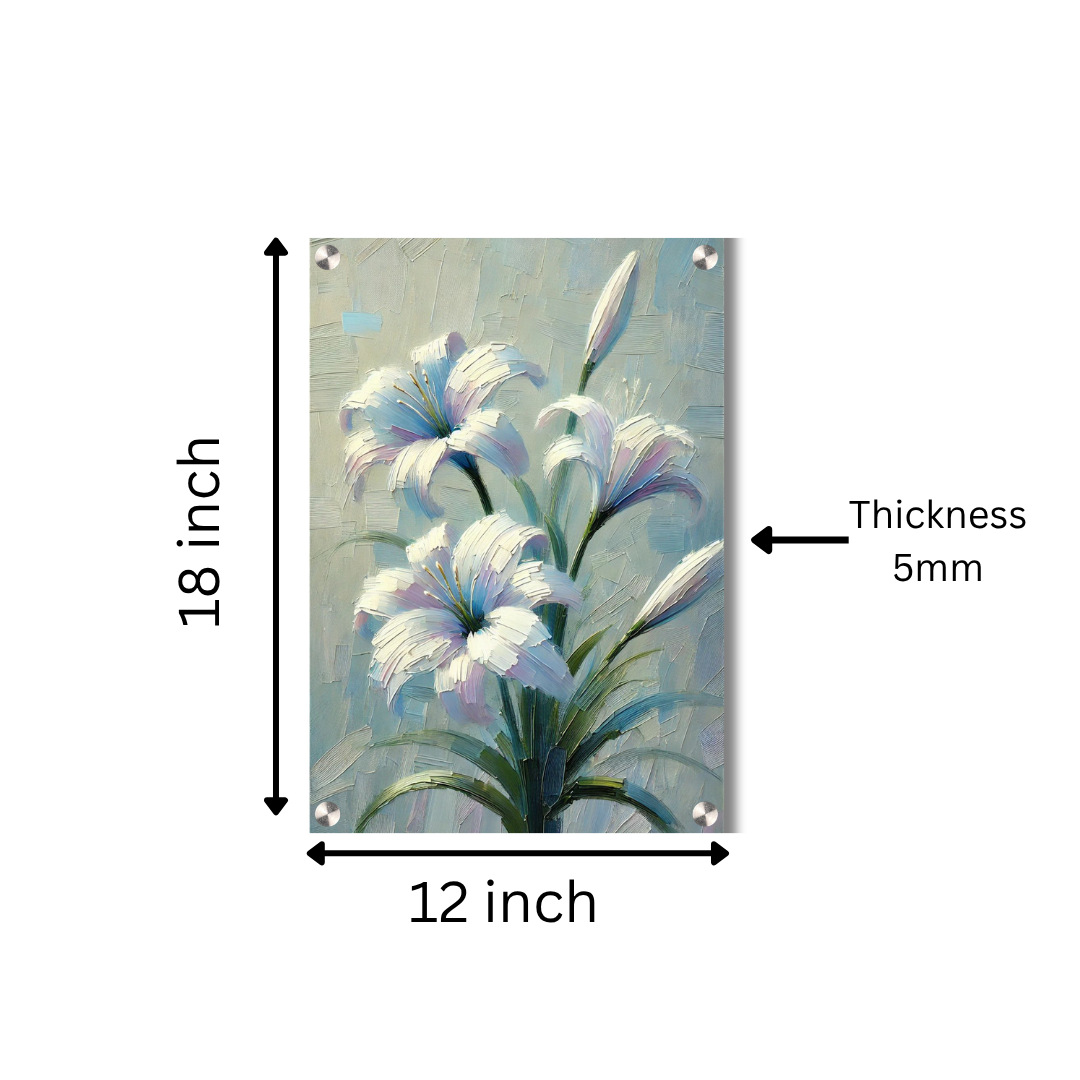 Elegant White Lily Acrylic Wall Decor — Premium Glossy HD Floral Art Frame