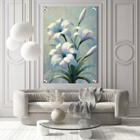 Elegant White Lily Acrylic Wall Decor — Premium Glossy HD Floral Art Frame