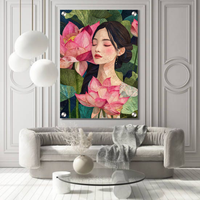 Lotus Serenity Woman Acrylic Wall Decor — Premium Glossy HD Art Frame