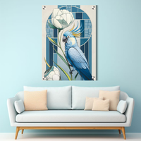 Blue Parrot Acrylic Wall Decor — Premium Glossy HD Bird Art Frame