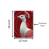 Royal White Peacock Acrylic Wall Decor — Luxury Glossy HD Art Frame