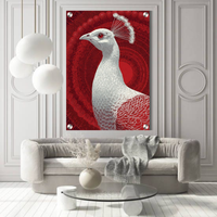 Royal White Peacock Acrylic Wall Decor — Luxury Glossy HD Art Frame