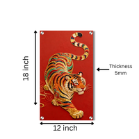 Imperial Golden Tiger Acrylic Wall Art — Luxury Red Statement Decor