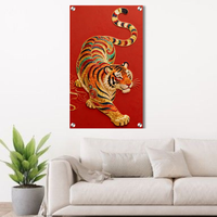Imperial Golden Tiger Acrylic Wall Art — Luxury Red Statement Decor