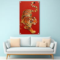 Imperial Golden Tiger Acrylic Wall Art — Luxury Red Statement Decor