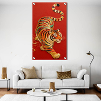 Imperial Golden Tiger Acrylic Wall Art — Luxury Red Statement Decor
