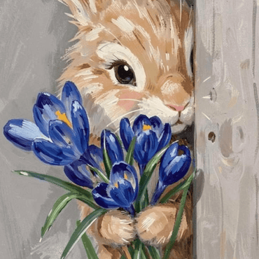 Cute Bunny with Blue Flowers Acrylic Wall Decor (12 × 18 Inch) - Memories InsiteCUTE BUNNY WITH BLUE FLOWER ACRYLIC WALL FRAME