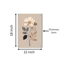 Minimal Beige Floral Acrylic Wall Decor (12 × 18 Inch)