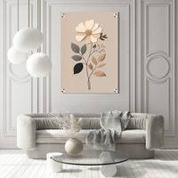 Minimal Beige Floral Acrylic Wall Decor (12 × 18 Inch)