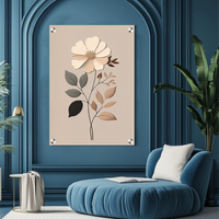 Minimal Beige Floral Acrylic Wall Decor (12 × 18 Inch)