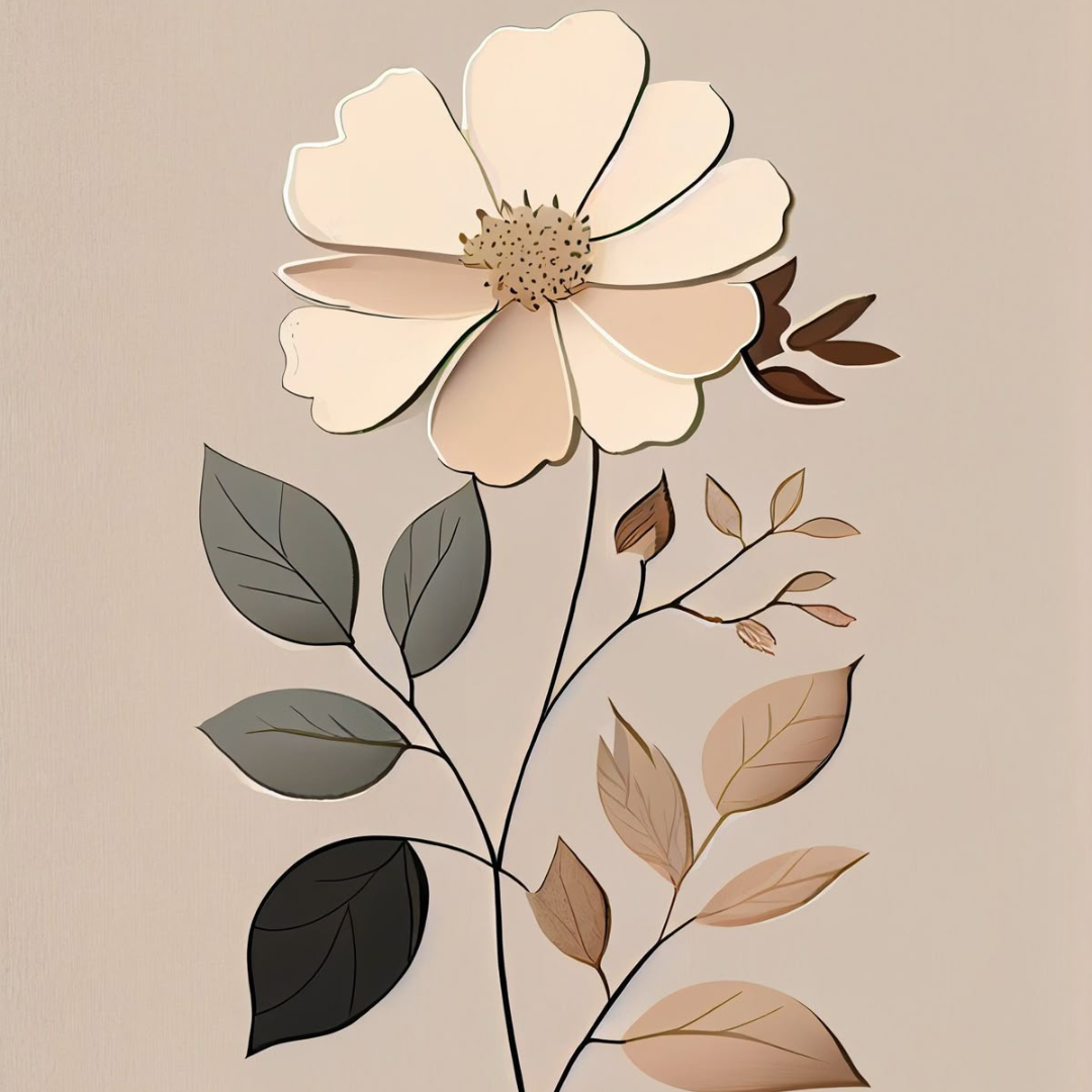 Minimal Beige Floral Acrylic Wall Decor (12 × 18 Inch)